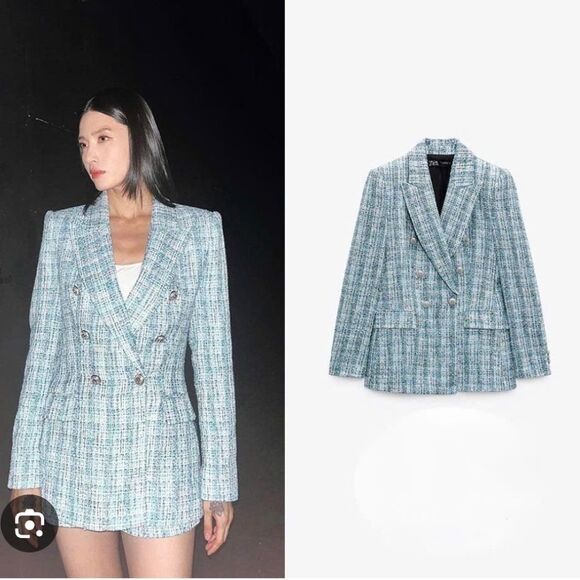 NWTβZARA 2 PCS SET BLAZER AND SHORTS TWEED Chanel Style - Picture 6 of 16